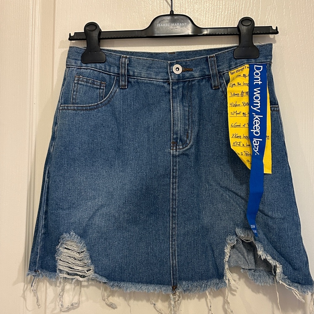 Denim Distressed Skirt